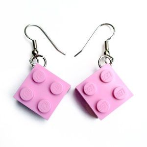 Bubble Gum pink handmade Lego earrings